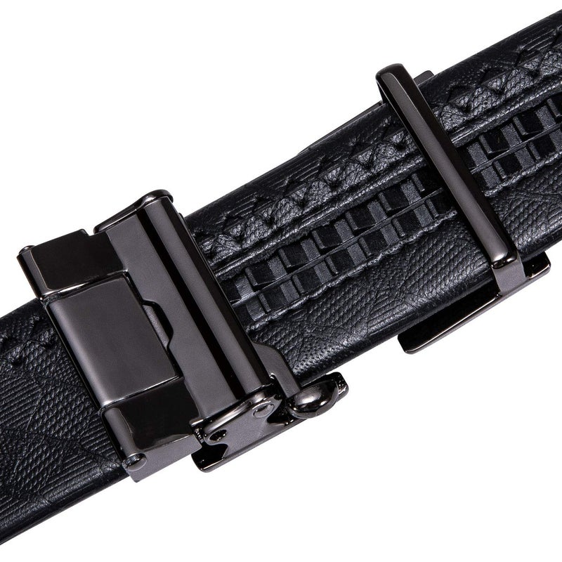 Dubulle Men Designer Belt Genuine Leather Black Fashion Adjustable Sliding Automatic Buckle for Casual Party Gift - Image 4